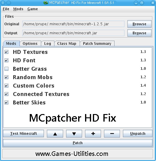 MCpatcher HD Fix using Minecraft